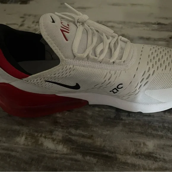 Nike Air Max 270 White with Red Accents Athletic Shoes
